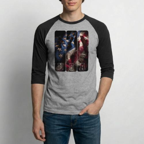 USA: Worn Stars and Stripes - Unisex Baseball T-Shirt