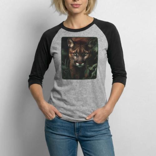 Cougar Jungle Predator Design - Unisex Baseball T-Shirt
