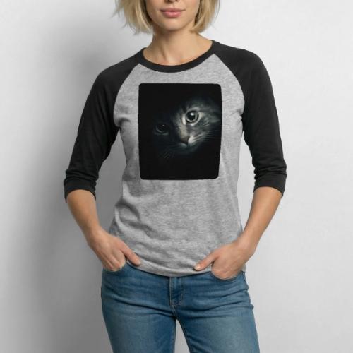 Cat Face in Shadow Close-Up Design - Unisex Baseball T-Shirt