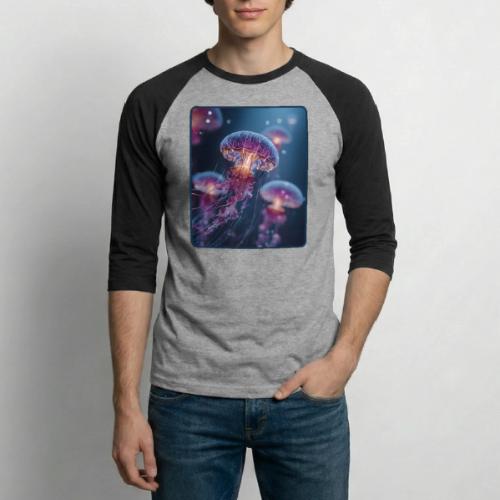 Glowing Jellyfish Deep Sea Design - Unisex Baseball T-Shirt