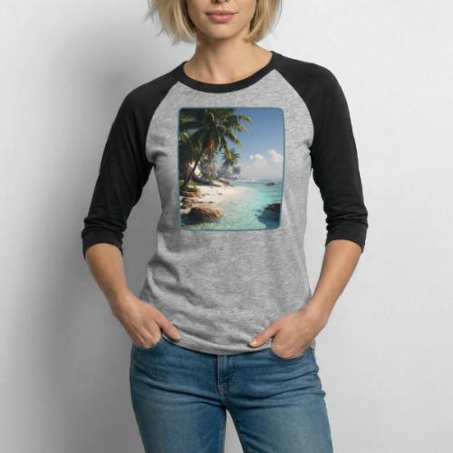 Tropical Beach Paradise Palm Design - Unisex Baseball T-Shirt