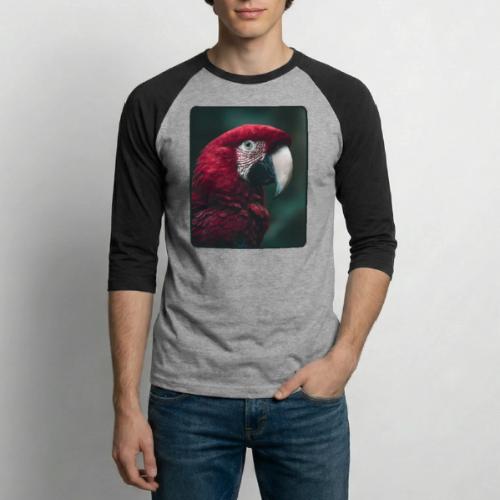 Red Green Macaw Bird Portrait Design - Unisex Baseball T-Shirt