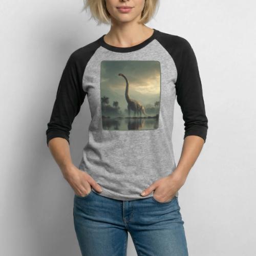 Brachiosaurus Misty Lake Design - Unisex Baseball T-Shirt
