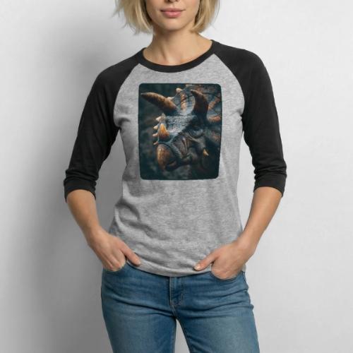 Triceratops Detailed Portrait Design - Unisex Baseball T-Shirt