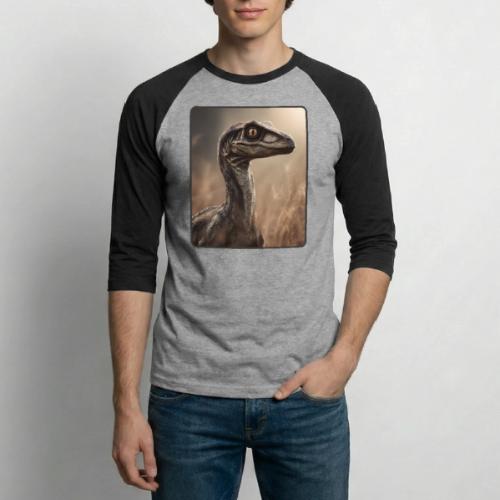 Velociraptor Feathered Portrait Design - Unisex Baseball T-Shirt