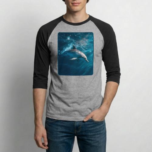 Dolphin Sunlit Ocean Serenity Design - Unisex Baseball T-Shirt