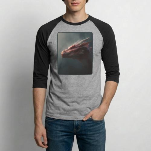 Red Dragon Fog Portrait Design - Unisex Baseball T-Shirt