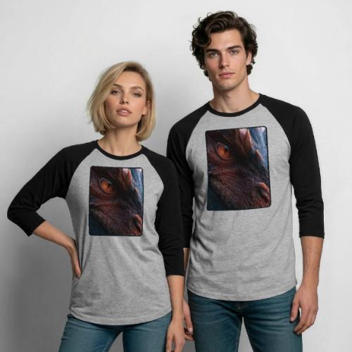 Fierce Ancient Dragon Portrait Design - Unisex Baseball T-Shirt