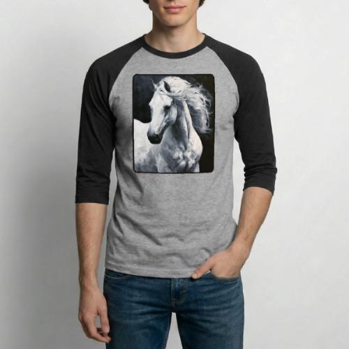 White Horse Oil Painting Design - Unisex Baseball T-Shirt