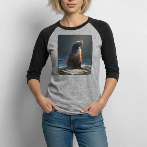 Fur Seal Artistic Shore Portrait Design - Unisex Baseball T-Shirt