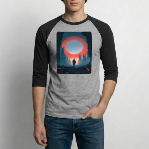 Cosmic Portal Future City Design - Unisex Baseball T-Shirt