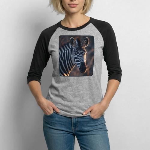 Majestic Zebra Sunset Portrait Design - Unisex Baseball T-Shirt