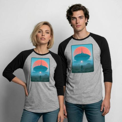 Astronaut Alien Outpost Design - Unisex Baseball T-Shirt