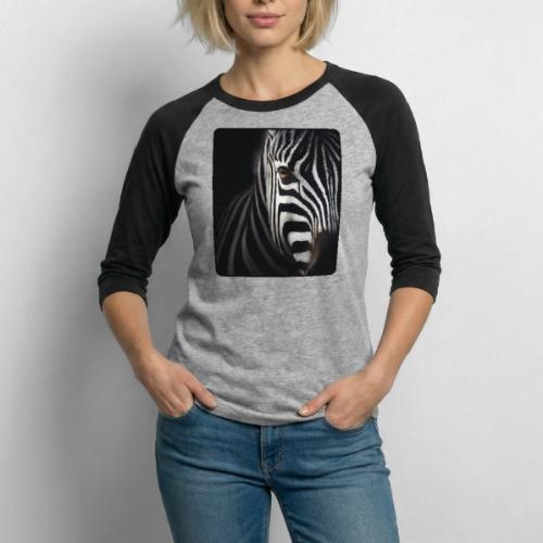 Zebra High Contrast Portrait Design - Unisex Baseball T-Shirt