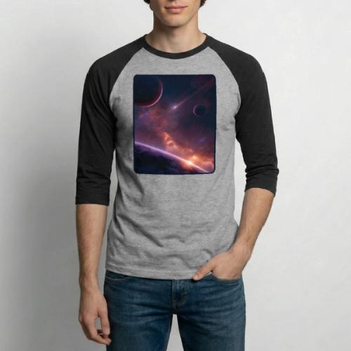 Cosmic Sunset Nebula Space Art - Unisex Baseball T-Shirt