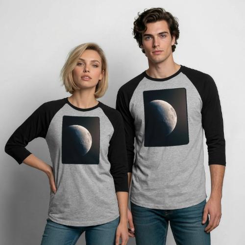 Crescent Moon Celestial Artwork - Unisex Baseball T-Shirt