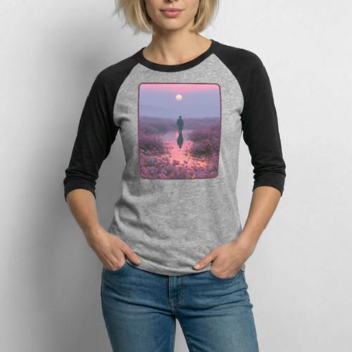 Ethereal Sunset Flower Field Art - Unisex Baseball T-Shirt