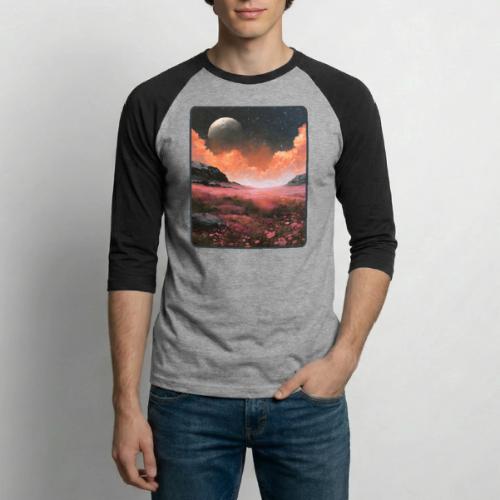 Moonlit Fantasy Flower Landscape - Unisex Baseball T-Shirt