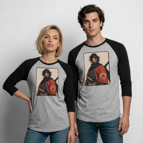 Young Samurai Warrior Portrait - Unisex Baseball T-Shirt