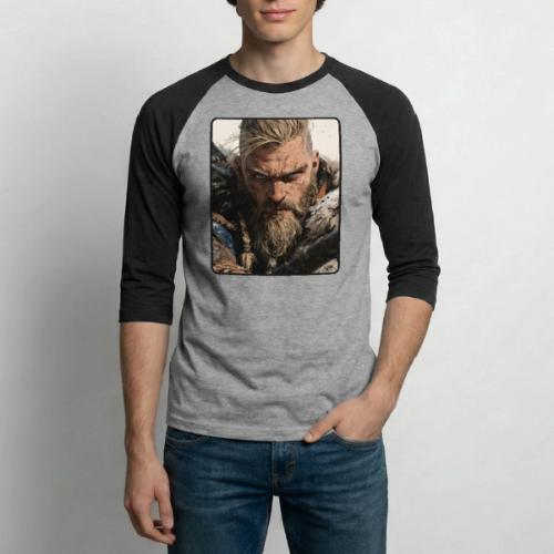Fierce Viking Warrior Portrait - Unisex Baseball T-Shirt