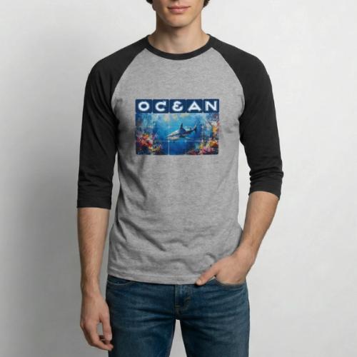 Ocean: Synthwave Shark - Unisex Baseball T-Shirt