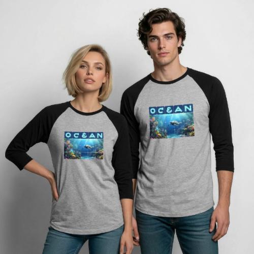 Ocean: Turtle Drift - Unisex Baseball T-Shirt