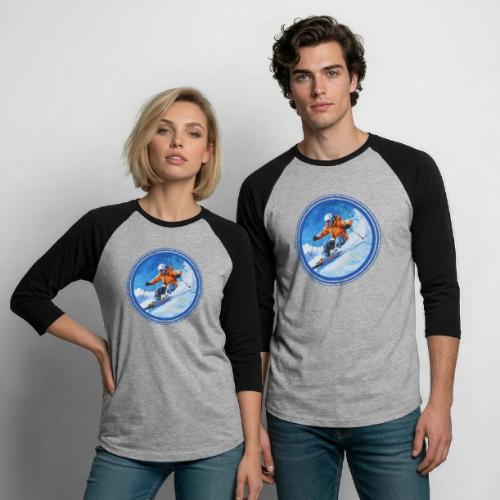 Skiing: On the Edge - Unisex Baseball T-Shirt
