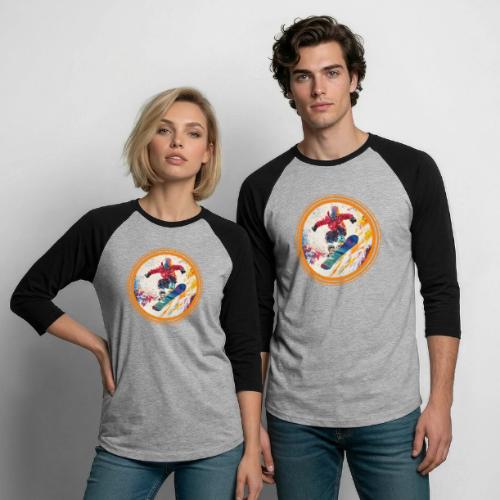 Snowboarding Horizon - Unisex Baseball T-Shirt