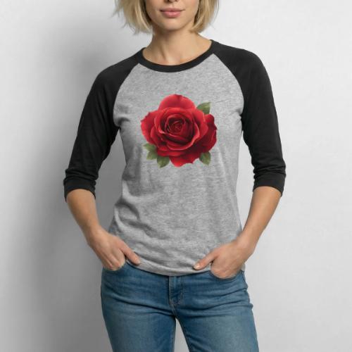 Rose: Crimson Bloom Elegance - Unisex Baseball T-Shirt