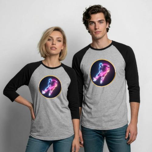 Hockey: Neon Ice Striker - Unisex Baseball T-Shirt