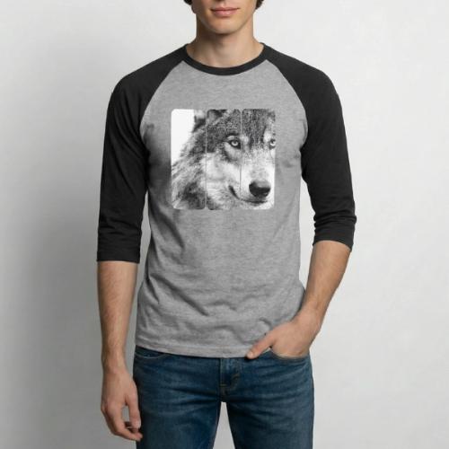 Wolf Face Triptych: Silent Alpha - Unisex Baseball T-Shirt
