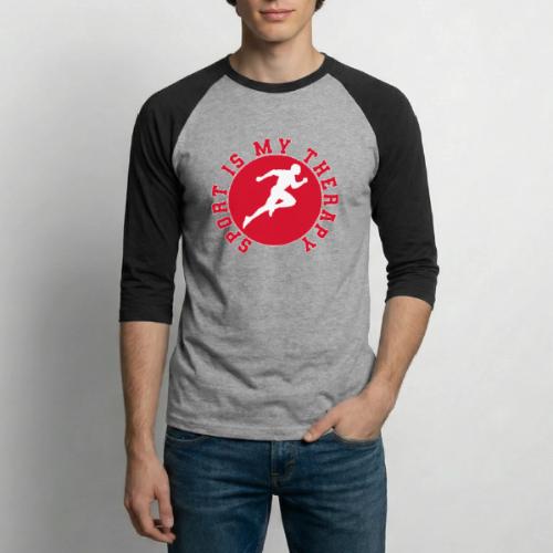 Sport Is My Therapy – Running Motivation Badge - Unisex Baseball T-Shirt