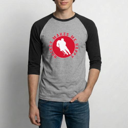 Hockey Makes Me Happy – Ice Hockey Fan Emblem - Unisex Baseball T-Shirt
