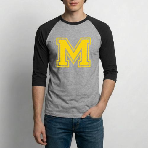 Letter M – Capital Athletic Alphabet Monogram - Unisex Baseball T-Shirt