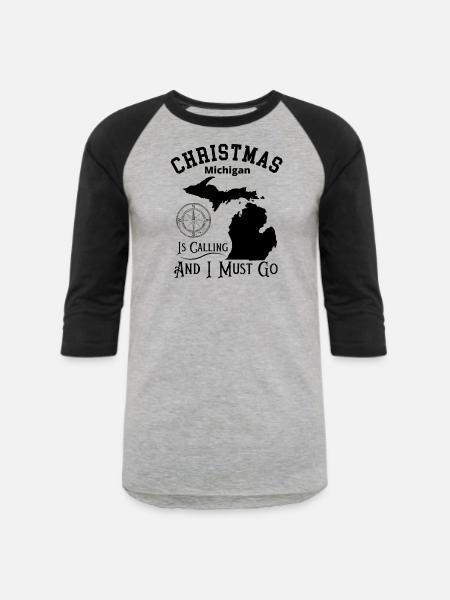 Christmas Michigan - Unisex Baseball T-Shirt - heather gray/black