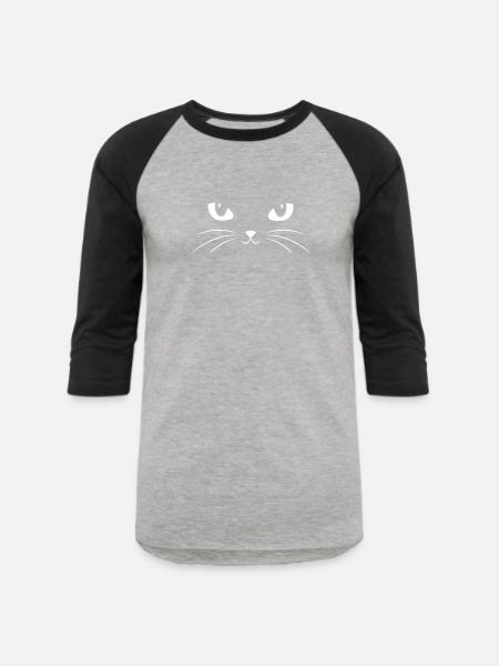 Cat Face - Unisex Baseball T-Shirt - heather gray/black