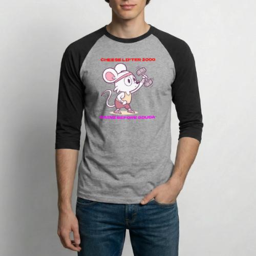 Cheese Lifter 3000 | Funny Gym Rat Mouse tshirt - Unisex Baseball T-Shirt
