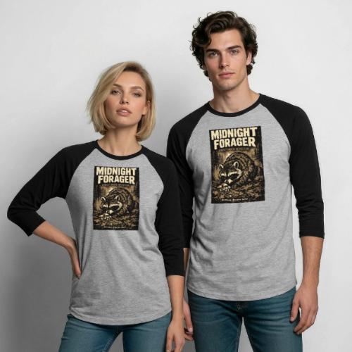 Midnight Forager Raccoon Mushroom Hunter - Unisex Baseball T-Shirt