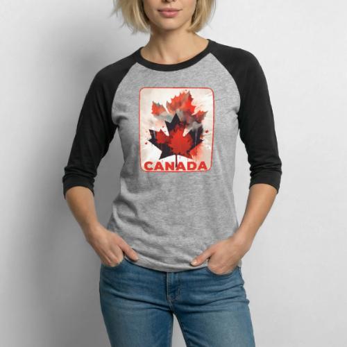 Canada Inked Leaf - Unisex Baseball T-Shirt