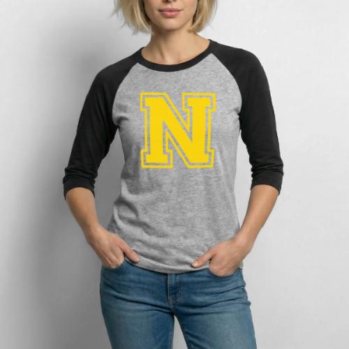 Letter N – Capital Athletic Alphabet Monogram - Unisex Baseball T-Shirt