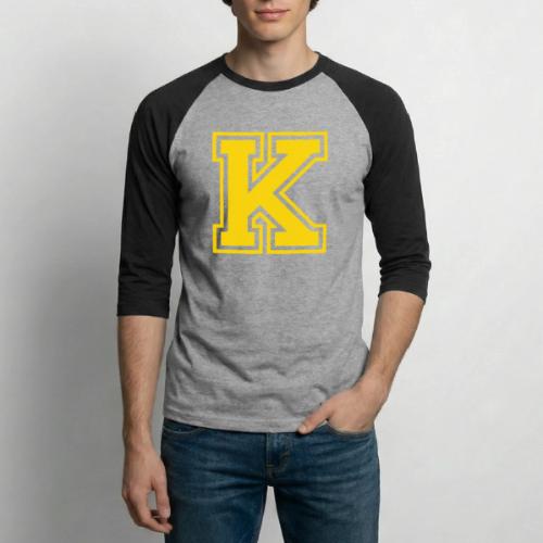 Letter k – Capital Athletic Alphabet Monogram - Unisex Baseball T-Shirt