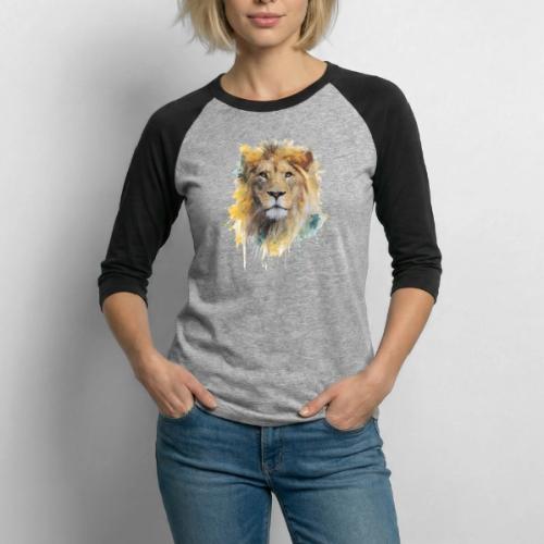 Watercolor Lion Portrait - Unisex Baseball T-Shirt