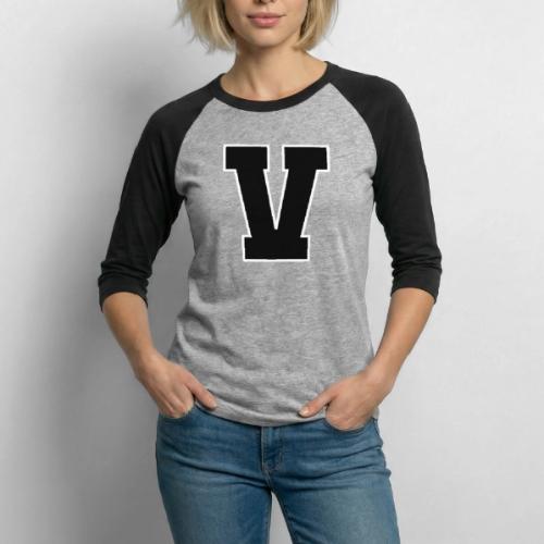 Varsity Letter V Athletic Alphabet Graphic - Unisex Baseball T-Shirt