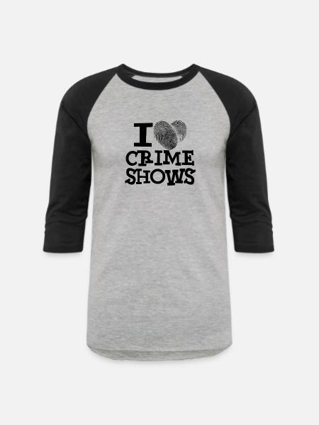 I Heart Crime Shows - Unisex Baseball T-Shirt - heather gray/black