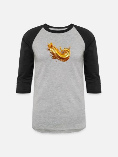 Golden Liquid Splash Art - Unisex Baseball T-Shirt - heather gray/black