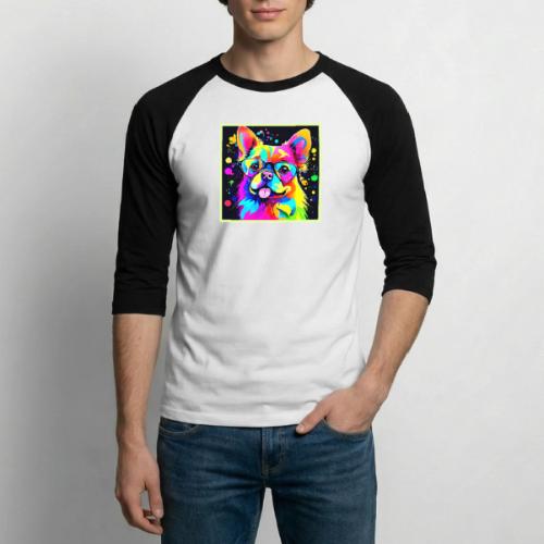 Vivid Canine Vibes Design - Unisex Baseball T-Shirt