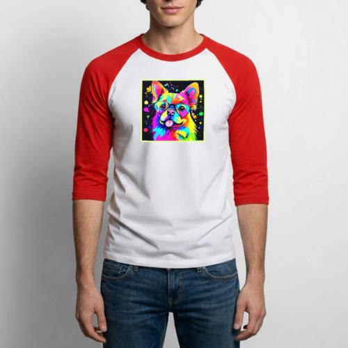 Vivid Canine Vibes Design - Unisex Baseball T-Shirt