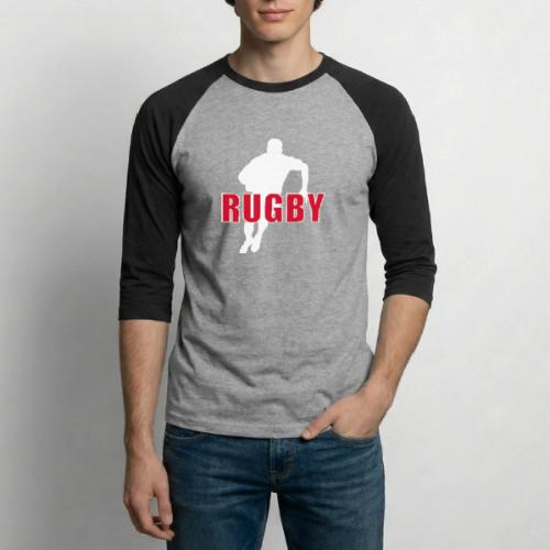 Bold Rugby Action Silhouette - Unisex Baseball T-Shirt