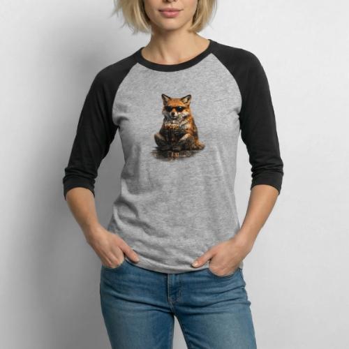 Cool Red Fox Wearing Sunglasses Drinking Coffee - Unisex Baseball T-Shirt