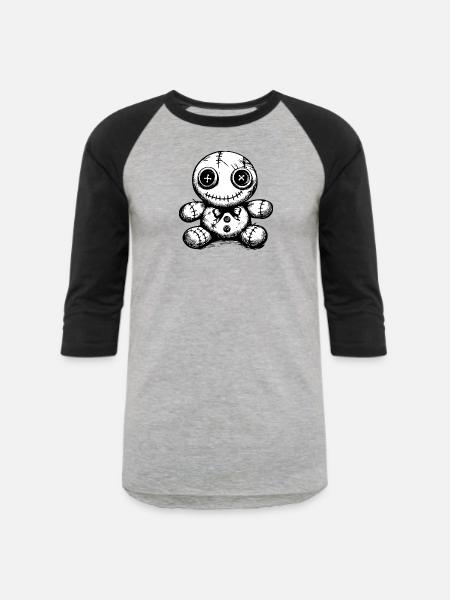 Stitched doll Noir - Unisex Baseball T-Shirt - heather gray/black